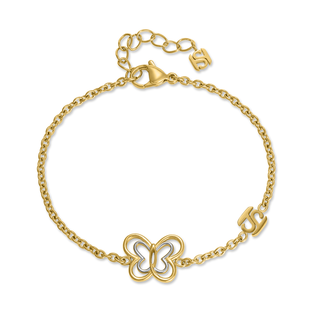 Saint Honoré gold plated butterfly bracelet with cut out design and chain detail for women Paris Gallery Qatar Now Online