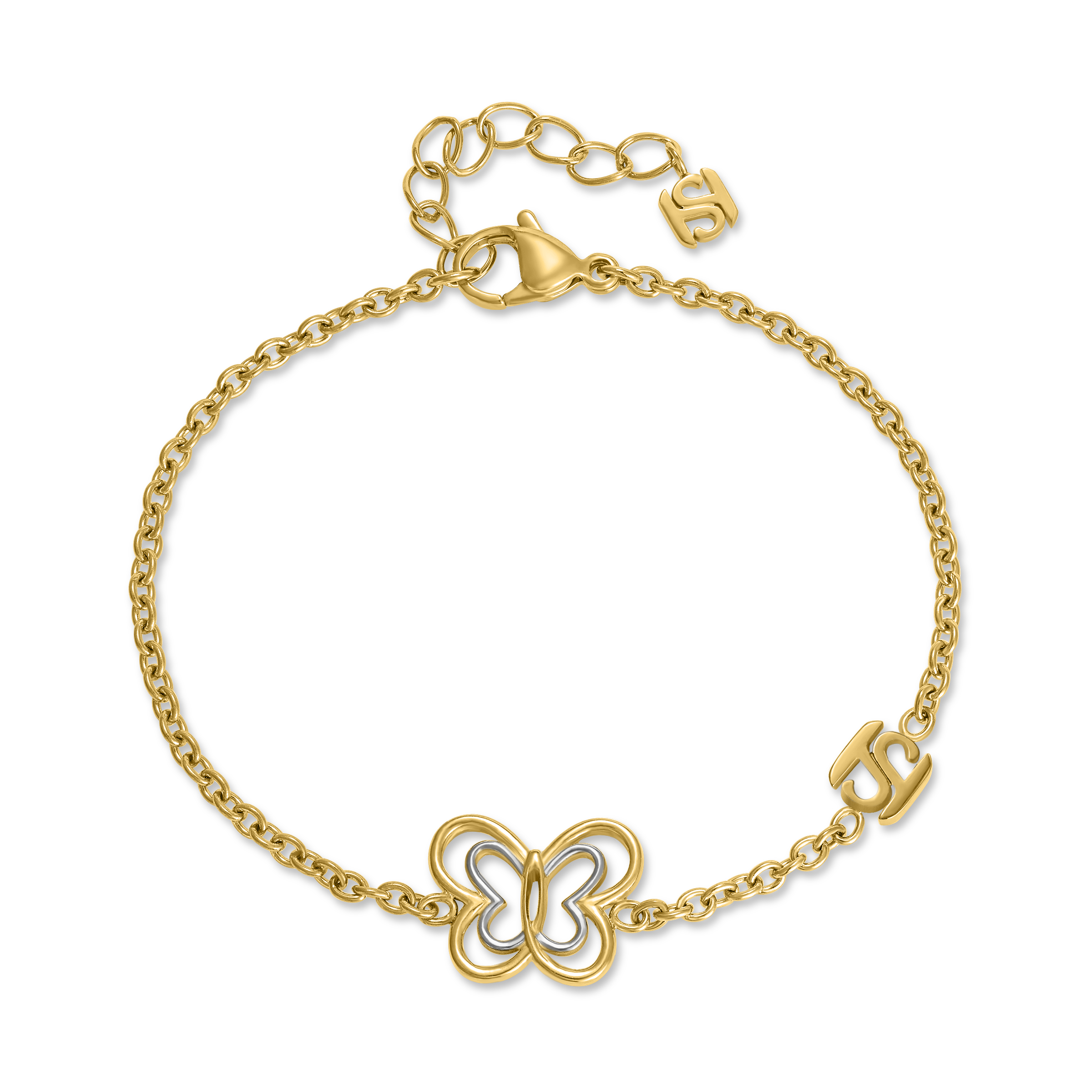 Saint Honoré gold plated butterfly bracelet with cut out design and chain detail for women Paris Gallery Qatar Now Online