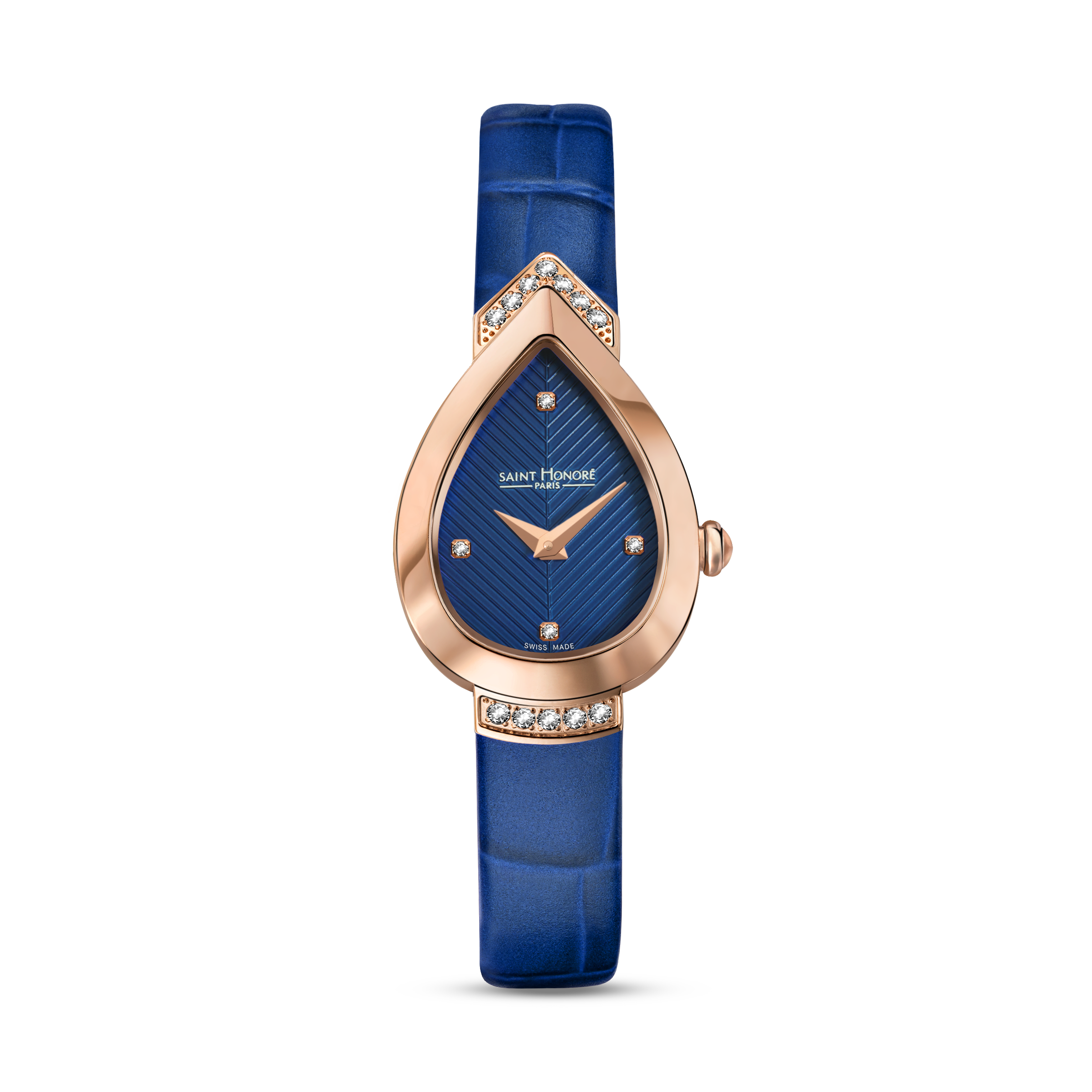 Saint Honoré Paris rose gold diamond watch with blue dial and strap luxury watch Paris Gallery Qatar Exclusive Online