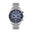 Santa Barbara Polo & Racquet Club men's silver stainless steel watch featuring a blue multifunction dial and blue sport bezel.