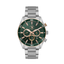 Santa Barbara Polo & Racquet Club men's silver stainless steel multifunction watch with deep green dial and rose gold-tone accents.