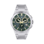 Santa Barbara Polo & Racquet Club men's chronograph watch with a brushed silver-toned case and bracelet, and a dark green dia