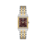 Santa Barbara Polo & Racquet Club women's watch with a rectangular gold-toned case, red dial, and two-tone silver and gold-to