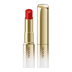 Sensai lipstick with red cap and gold casing on a white background.