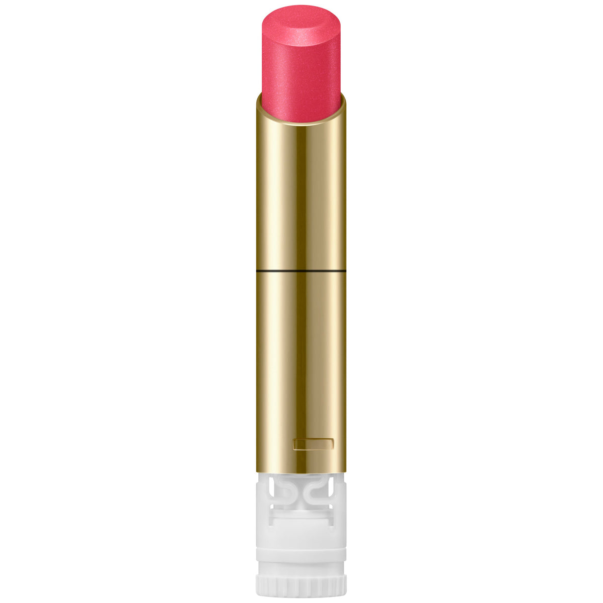Sensai Pink lipstick with gold and white casing on a white background.