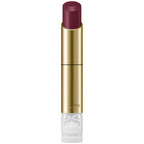 Sensai Lipstick with gold casing and purple shade on a white background. available in Blue Salon.