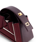 Mlouye Sera Mia Leather Handbag Bordeaux & Off White