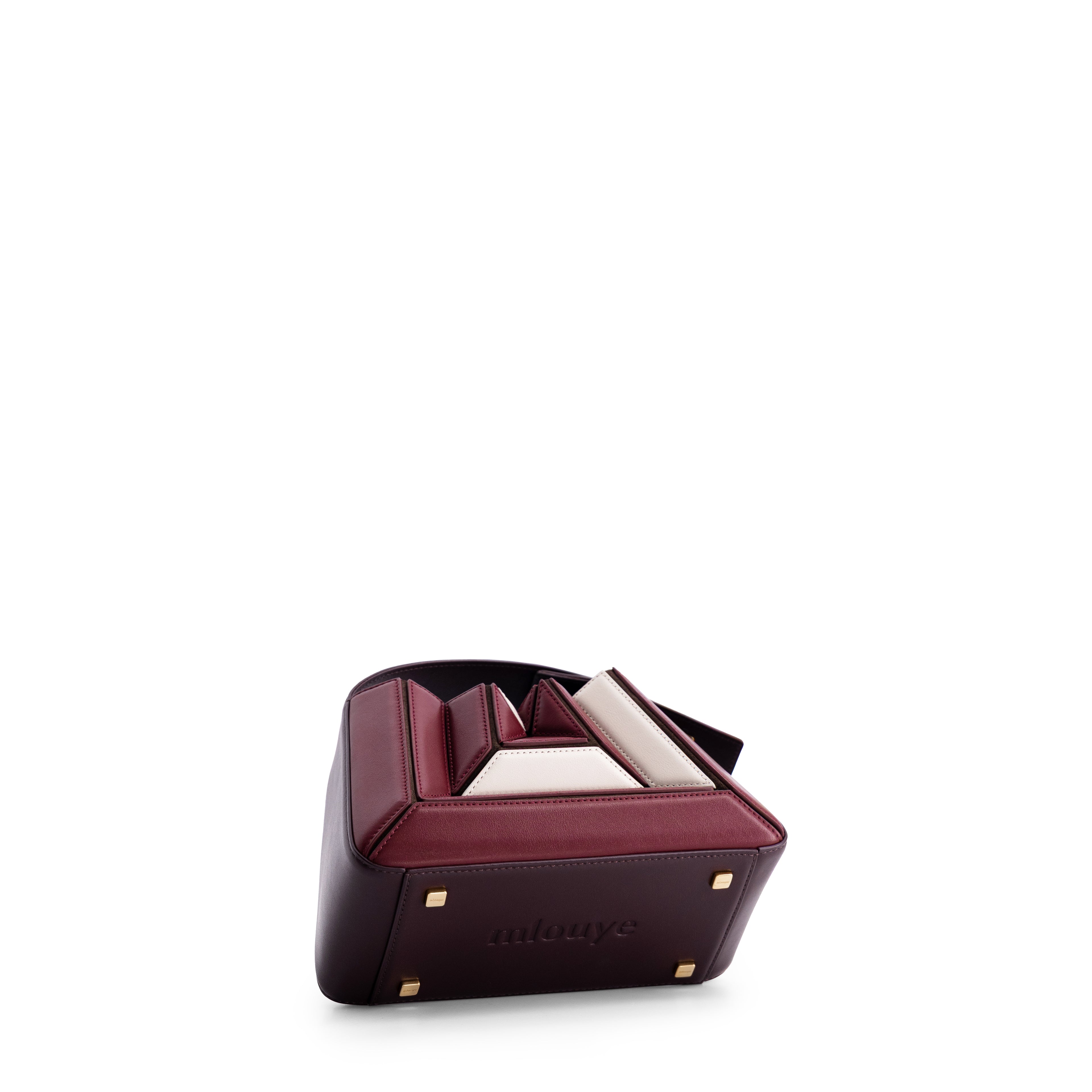 Mlouye Sera Mia Leather Handbag Bordeaux & Off White