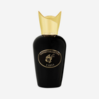 Sospiro Farsa Eau de Parfum 75ml in a black bottle with gold cap and matching purple presentation box