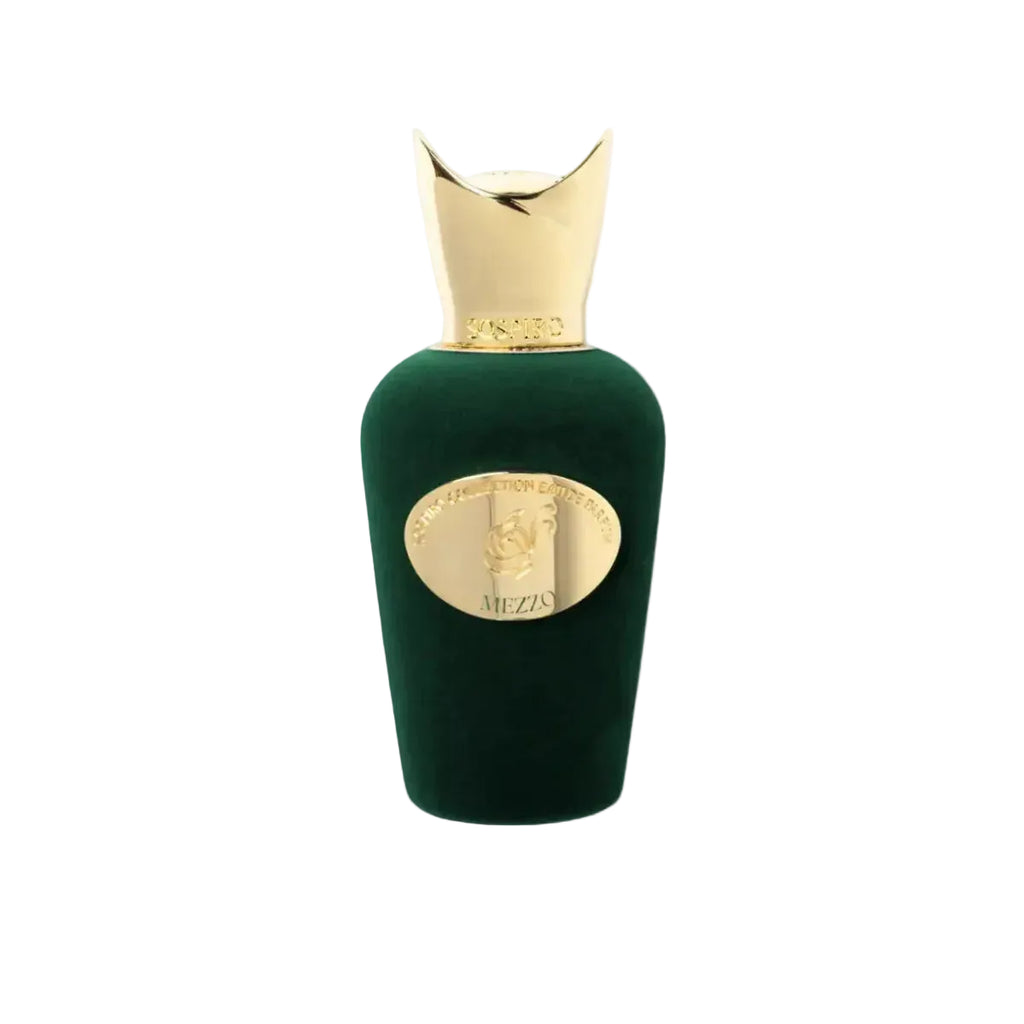 Sospiro Mezzo Eau de Parfum 100ml unisex fragrance in a green velvet bottle with gold cap