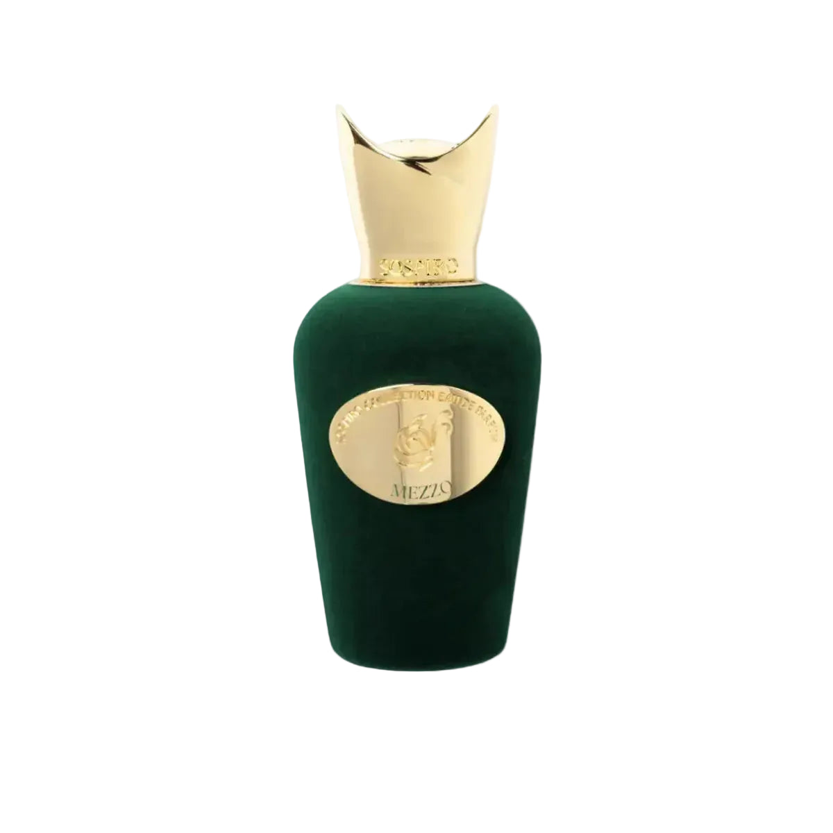 Sospiro Mezzo Eau de Parfum 100ml unisex fragrance in a green velvet bottle with gold cap