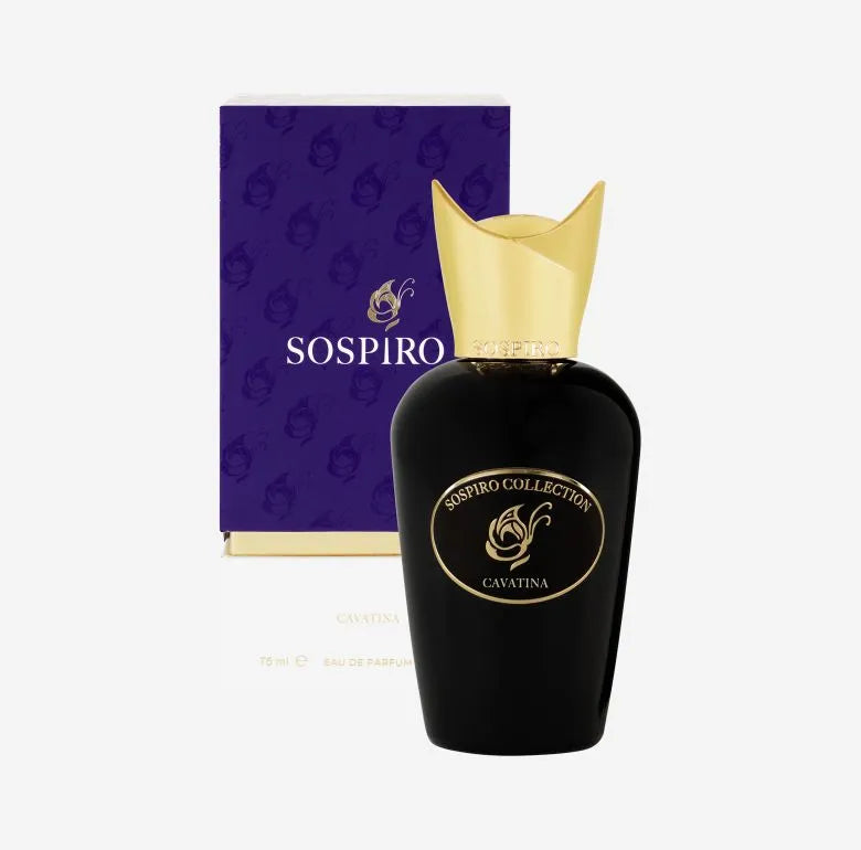 Sospiro Nero Cavatina Eau de Parfum 75ml black and gold luxury fragrance bottle with purple box