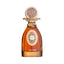 Amber glass perfume bottle with a gold-toned cap and ornate brown and gold-toned decorative elements.