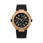 Police Dual Men's Silver & Rose Gold Case Black & Green Silicone Strap Watch
