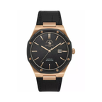 Santa Barbara Polo & Racquet Club & Racquet Club Noble Men's Black Dial Rose Gold Case Black Leather Starp Watch
