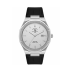 Santa Barbara Polo & Racquet Club & Racquet Club Noble Men's Silver Dial Silver Case Black Leather Starp Watch