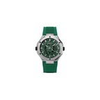 Police Dual Men's Silver & Rose Gold Case Black & Green Silicone Strap Watch