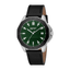 Esprit Men's Green Dial Silver-Tone & Black Leather Strap Watch