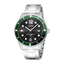 Esprit Men's Black Dial Silver-Tone & Green Bezel Watch