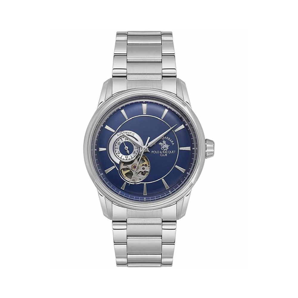 Santa Barbara Polo & Racquet Club & Racquet Club Luxury Men's Blue Open Heart Window Dial Mechanical Watch