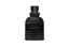An all-black Valentino Uomo Born In Roma Rockstud Noir fragrance bottle featuring the signature pyramid-studded glass design, a matte black cap with a studded collar, and a black textured label with "VALENTINO" printed in contrasting pink text.
