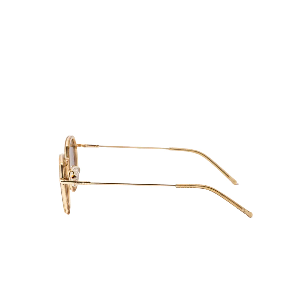Vayo Aurum sunglasses with gold metal frame and orange tinted lenses