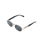 Vayo Gleam metal sunglasses with gold frame and black lenses