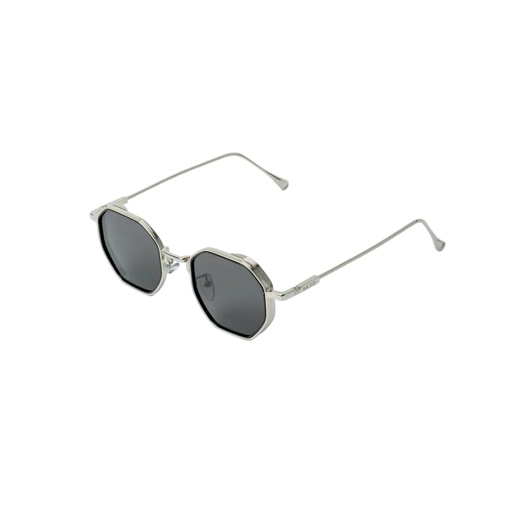 Vayo polygon metal frame sunglasses with silver frame and brown lenses Main image