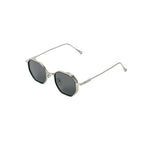 Vayo polygon metal frame sunglasses with silver frame and brown lenses