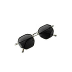 Vayo polygon metal frame sunglasses with silver frame and brown lenses