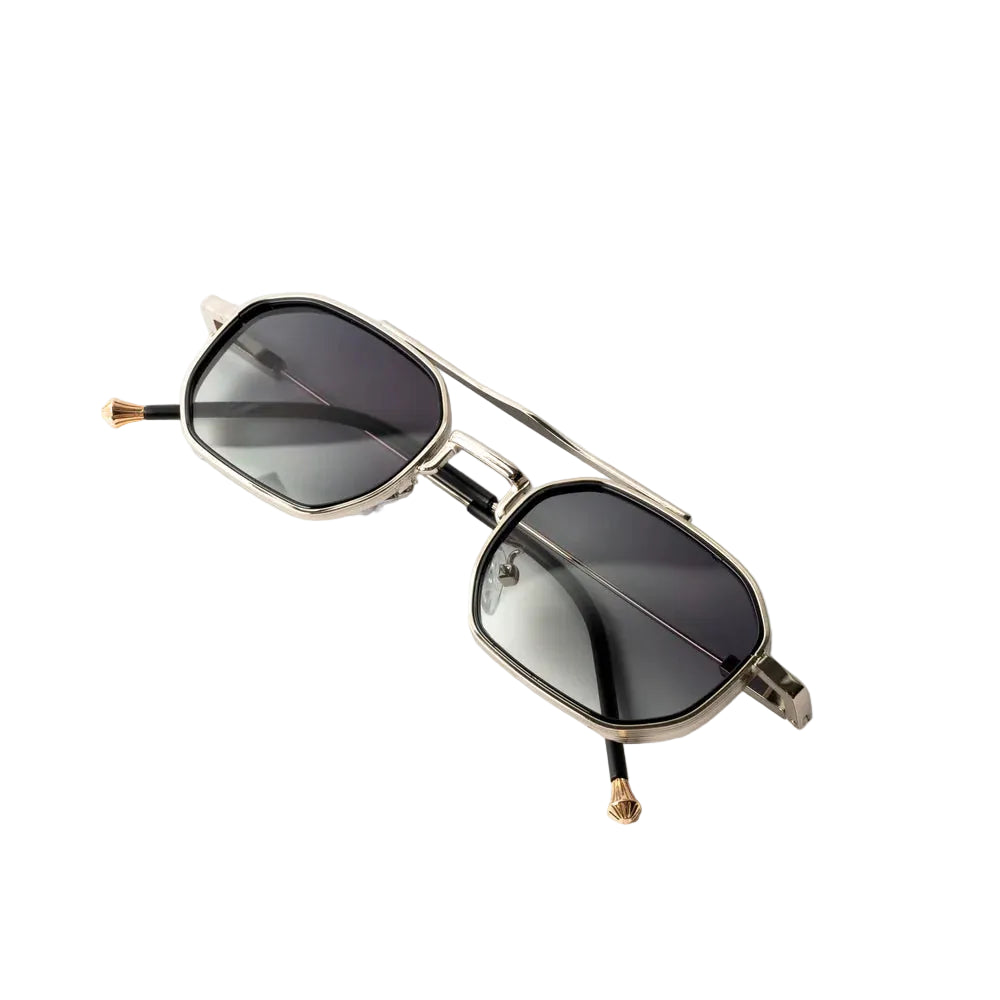 Vayo Solaris Edge metal sunglasses with dark blue lenses and sleek geometric frame Main image