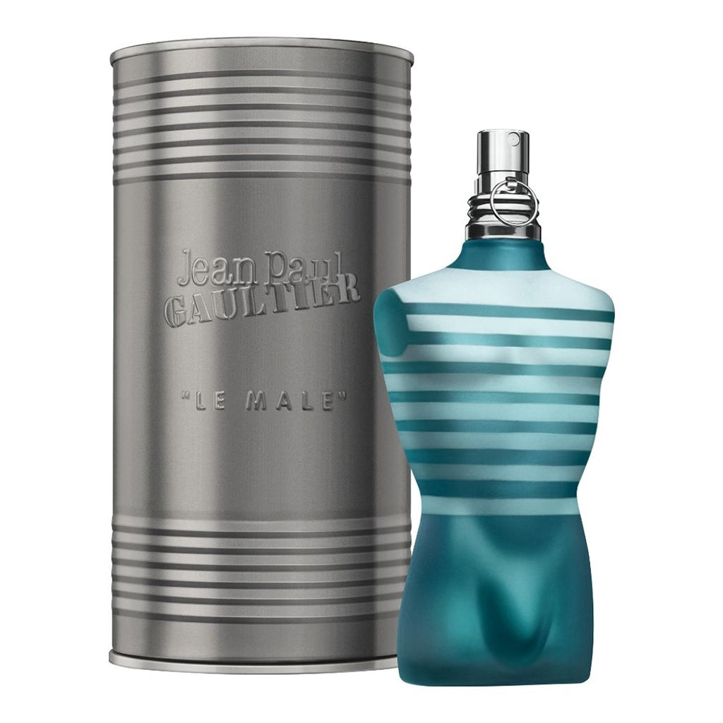 Jean Paul Gaultier Le Male Eau de Toilette 125ml men's fragrance bottle with signature metal tin