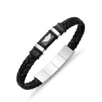 Police WAVEBREAKER BLACK WINGLOGOPLAQ BLACK LEATHER BRACELET FOR MEN