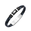 Police Wavebreaker Stainless Steel Bracelet with Black Wing Logo Plaque and Bi-Color Leather Strap