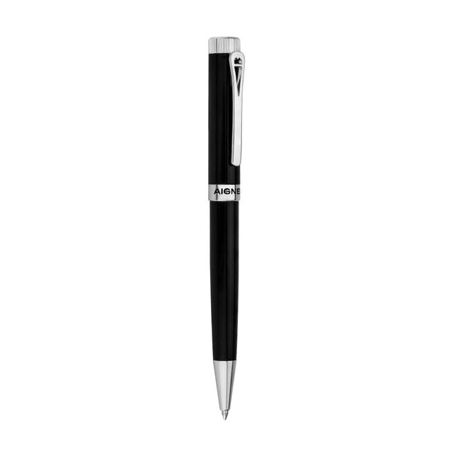 Aigner Piero Black Ballpoint Pen with Chrome Trims