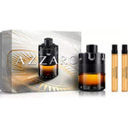 Azzaro The Most Wanted Parfum Gift Set for Men with full-size bottle and travel sprays, available online at Paris Gallery Qatar