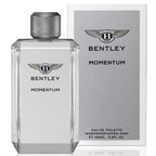 Bentley Momentum Eau de Toilette for Men 100ml in a sleek clear bottle with silver cap, available for online purchase at Paris Gallery Qatar