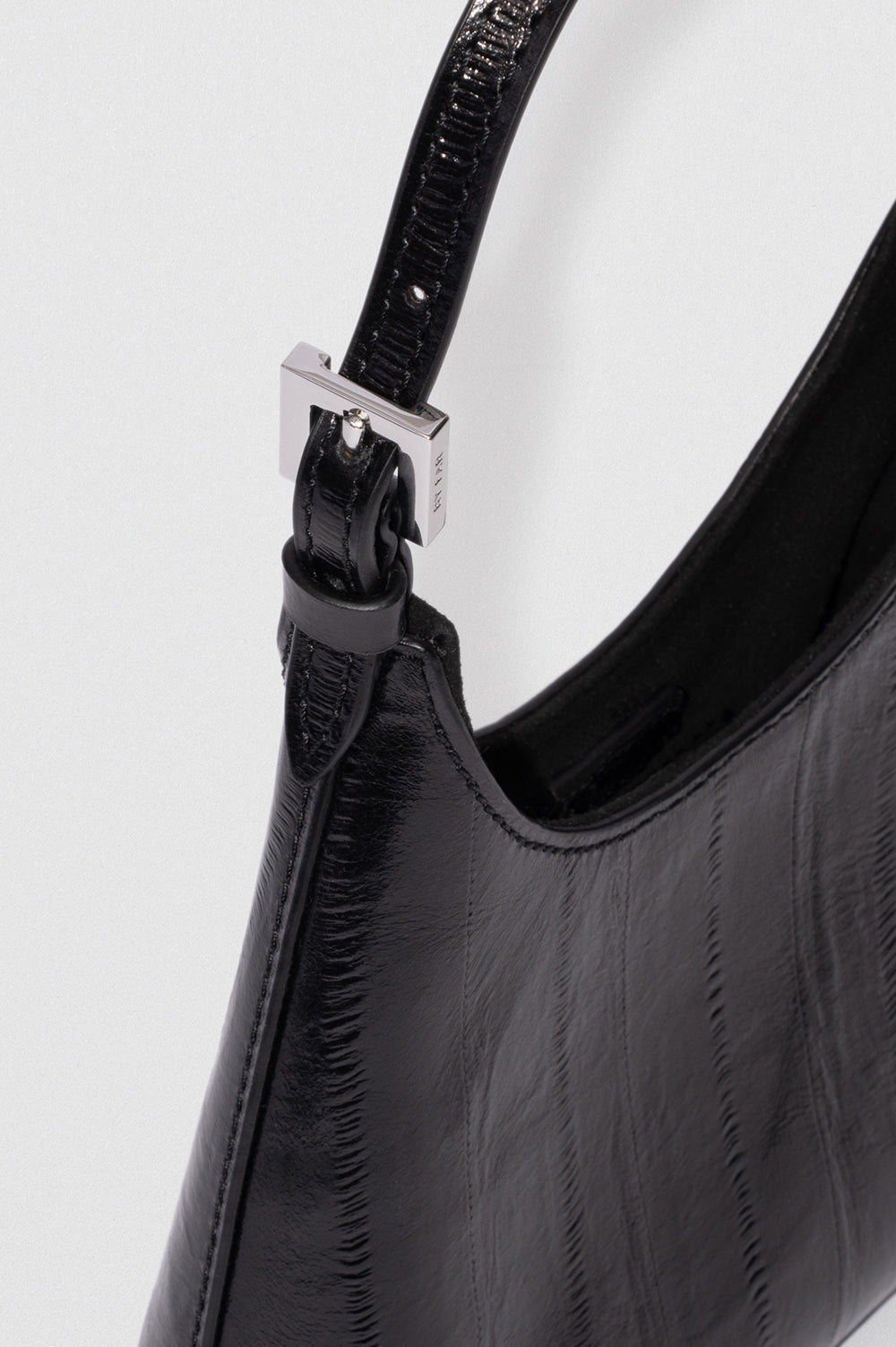 By Far Baby Camryn Eel Embossed Leather Black – elegant black leather handbag at Paris Gallery Qatar