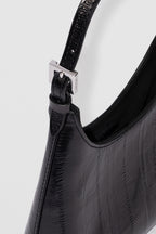 By Far Baby Camryn Eel Embossed Leather Black – elegant black leather handbag at Paris Gallery Qatar