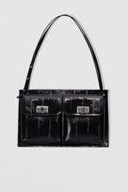 By Far Billy Tote Eel Embossed Leather Black – luxury tote handbag at Paris Gallery Qatar