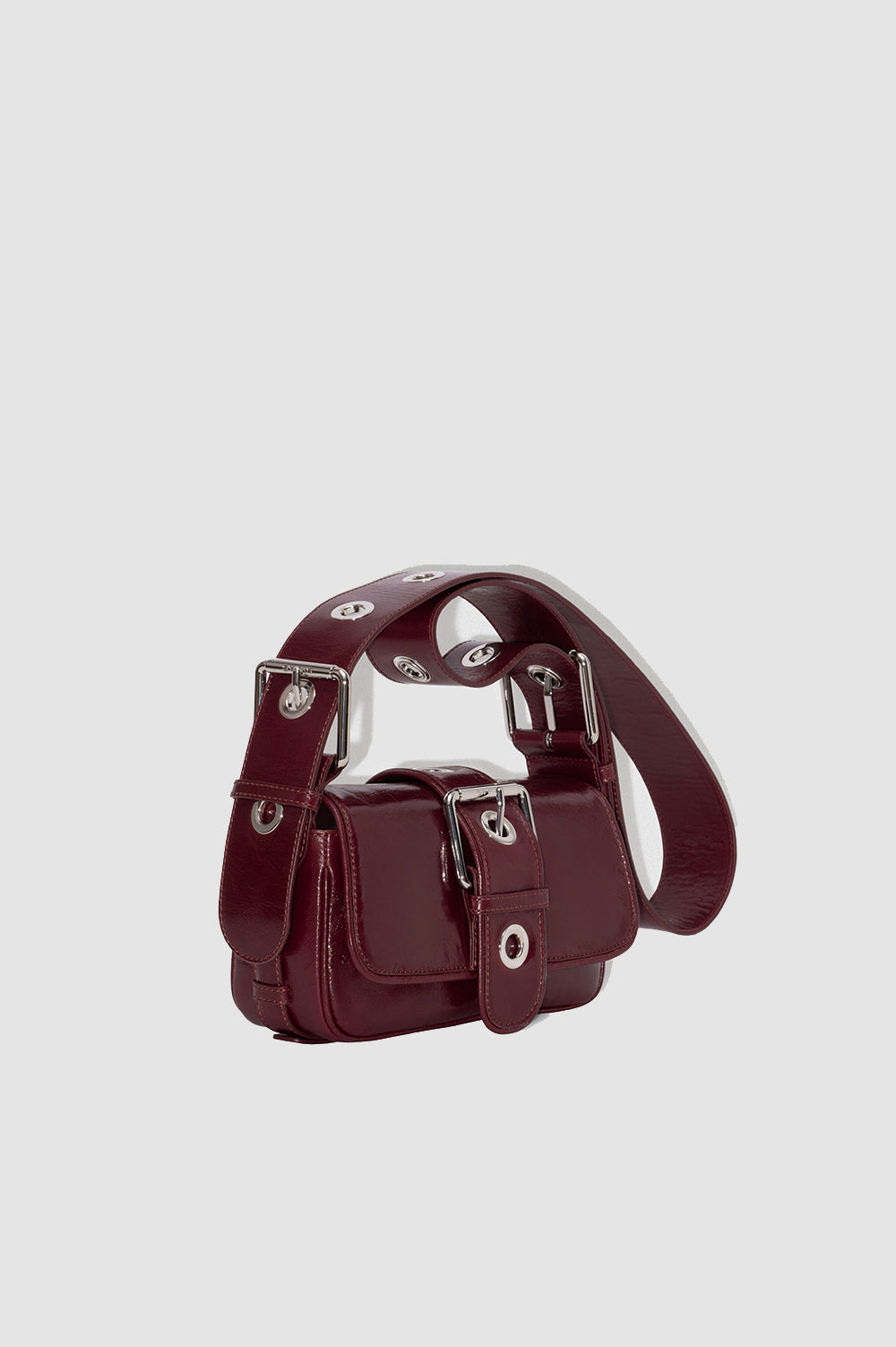 By Far Eloise Creased Calf Leather Sour Cherry – stylish leather handbag at Paris Gallery Qatar