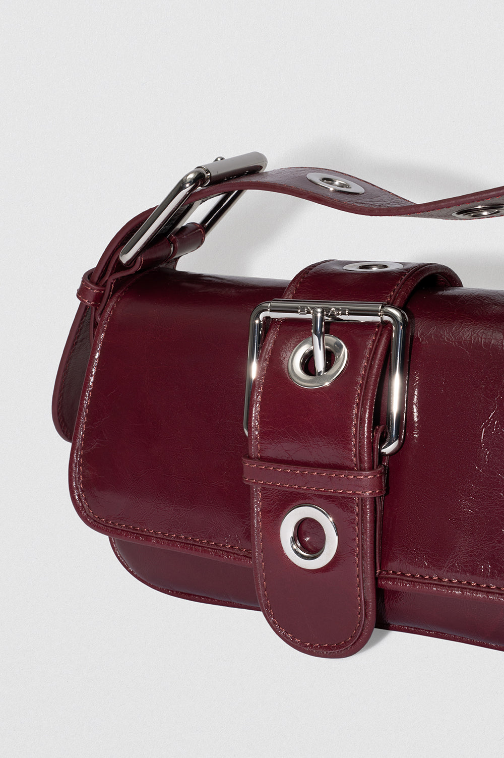 By Far Eloise Creased Calf Leather Sour Cherry – stylish leather handbag at Paris Gallery Qatar