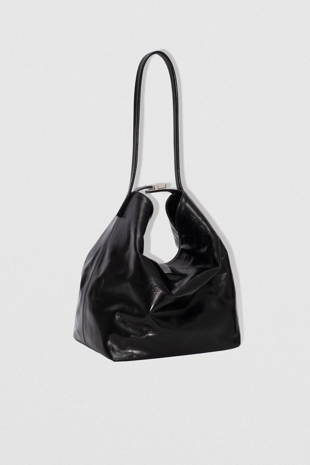 By Far Maxi Bea Creased Calf Leather Black – elegant black leather handbag at Paris Gallery Qatar