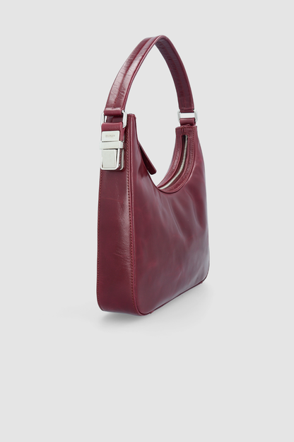By Far Rhea Creased Calf Leather Sour Cherry – elegant leather handbag at Paris Gallery Qatar