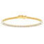 Gold-toned tennis bracelet featuring a continuous line of clear, round-cut cubic zirconia stones and a secure clasp.