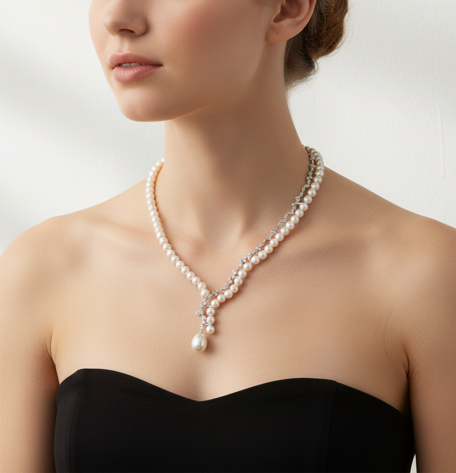 Bronzallure Cultured Freshwater Pearl White  Necklace