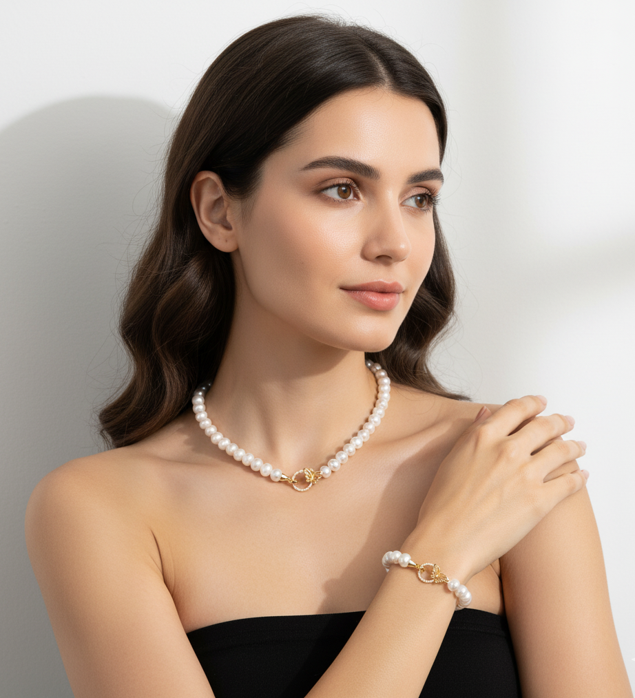 Bronzallure Cultured Freshwater Pearl White Necklace