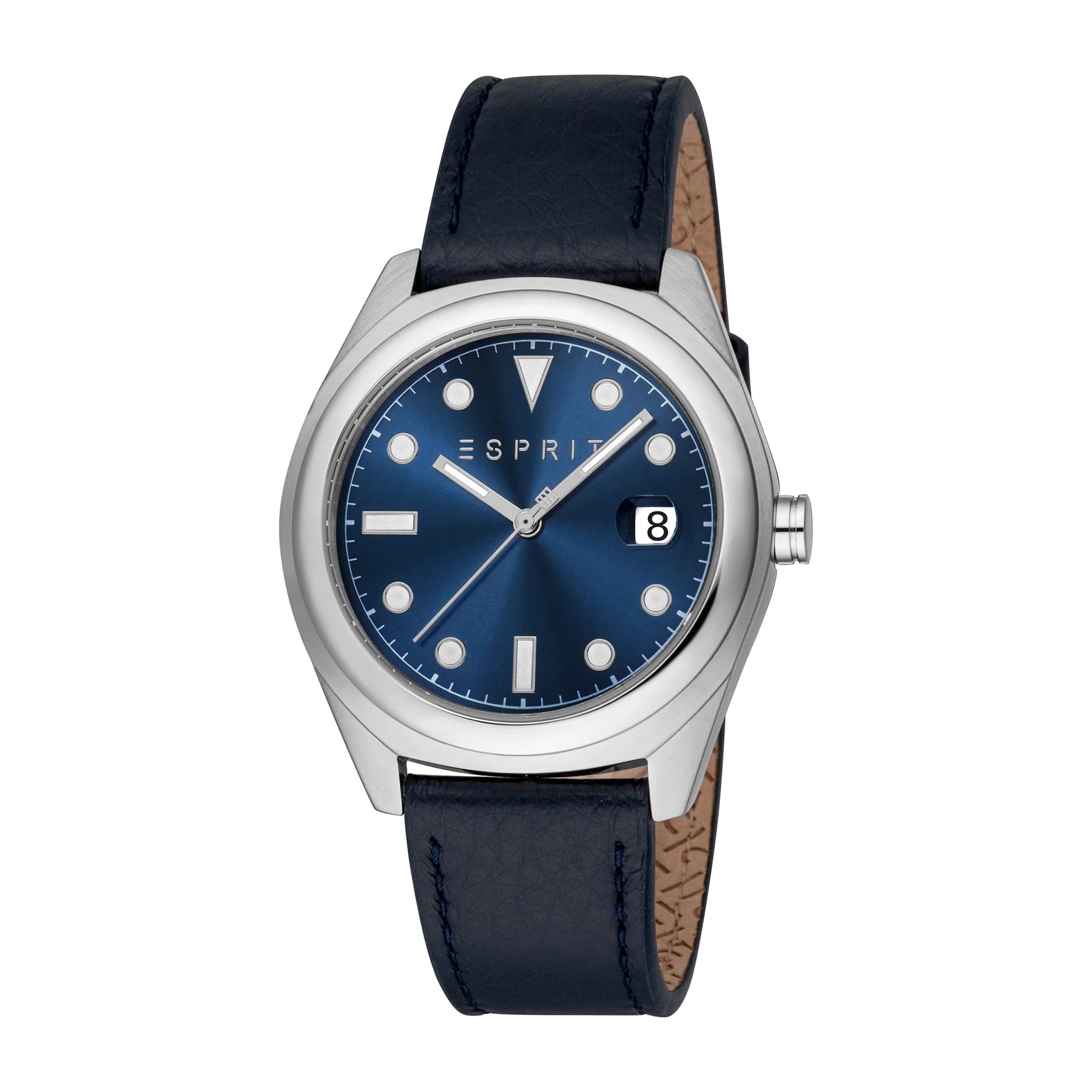 Esprit Johnny II Gents Blue Dial Silver Stainless Steel Case Blue Leather Strap Watch