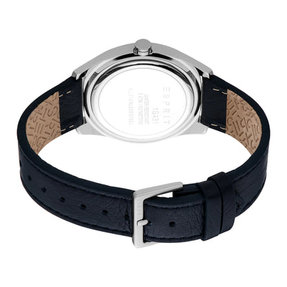 Esprit Johnny II Gents Blue Dial Silver Stainless Steel Case Blue Leather Strap Watch