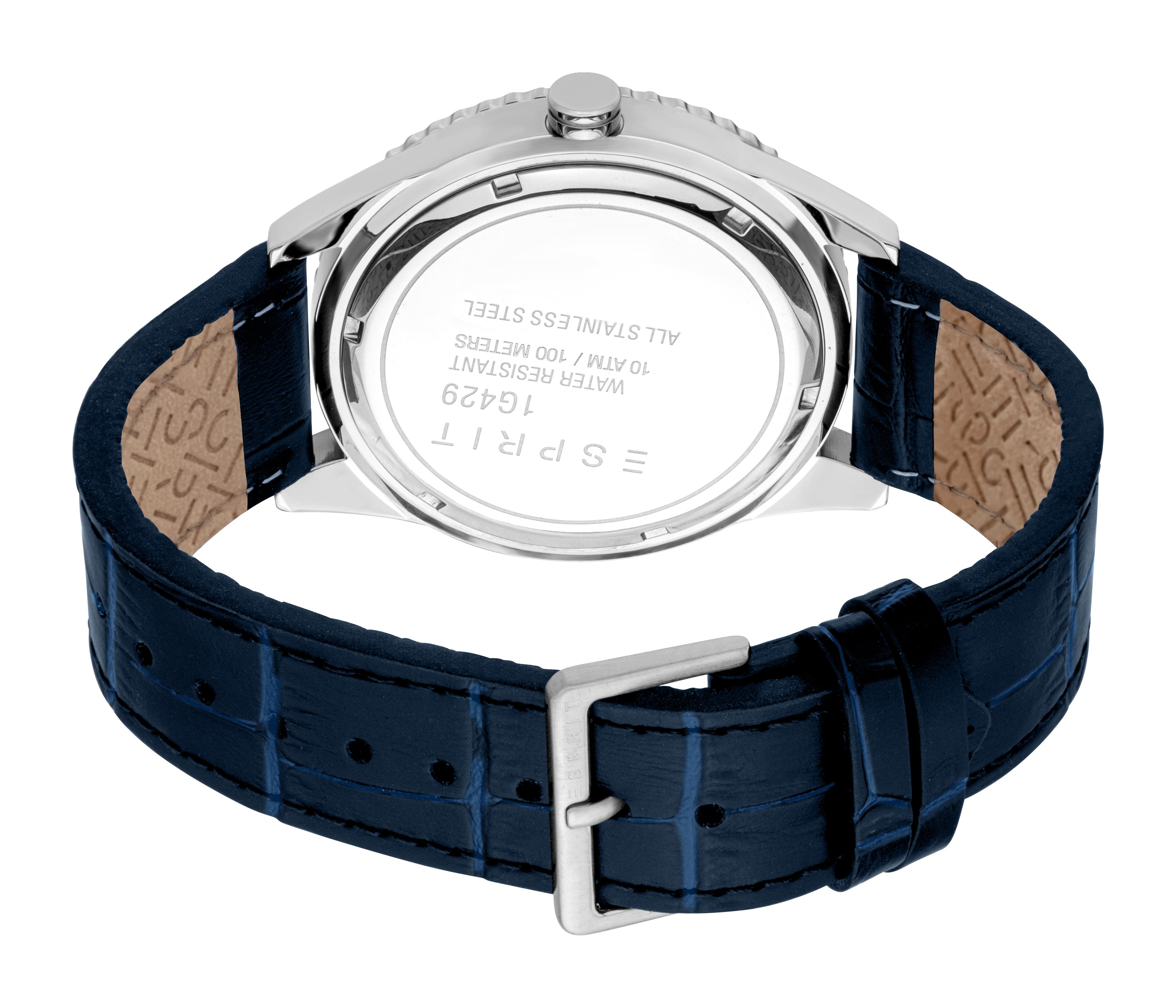 Esprit Men’s Blue Dial Silver-Tone Case with Blue Leather Strap Watch – Paris Gallery Qatar